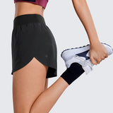 CRZ YOGA Women's Mid Waisted Dolphin Shorts 4" Hibiscus Purple