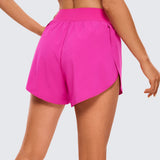 CRZ YOGA Women's Mid Waisted Dolphin Shorts 4" Hibiscus Purple