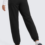 CRZ YOGA Women's Cotton Fleece Joggers with Pockets 28" Black