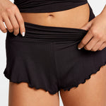 SOULVOR Fold Over Pleated Sleep Shorts Black