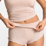 SOULVOR Fold Over Pleated Sleep Shorts Light Khaki Heather