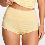 SOULVOR Fold Over Pleated Sleep Shorts Pale Yellow