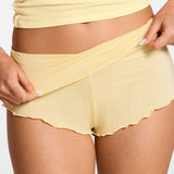 SOULVOR Fold Over Pleated Sleep Shorts Pale Yellow