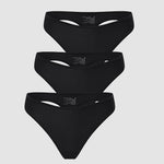 Women's Stretchy Low Rise Thongs 3 Pack Black 3pack
