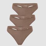 Women's Stretchy Low Rise Thongs 3 Pack Brown Purple (3pack)