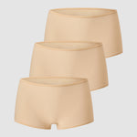 Women's Stretchy Mid Waist Boy Shorts 3 Pack Soft Tan (3pack)