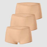 Women's Stretchy Mid Waist Boy Shorts 3 Pack Warm Beige (3pack)