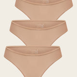 Women's Cheeky High Cut Bikini 3 Pack Natural (3pack)
