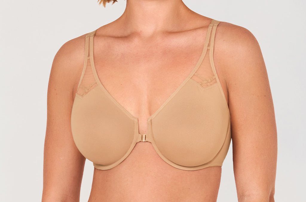 DELIMIRA Women's Front Closure Unlined Bra Natural