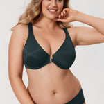 Women's Plunge Back Posture Bra Forest Dark Green