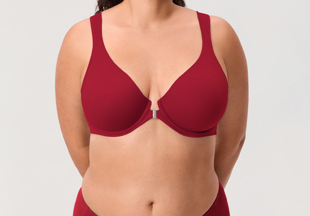 Women's Plunge Back Posture Bra Dark Red