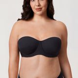 Women's Supportive Unlined Strapless Bra Black