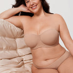 Women's Supportive Unlined Strapless Bra Wheat Beige