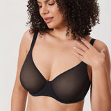 Women's Sheer Mesh Full Coverage Bra Black