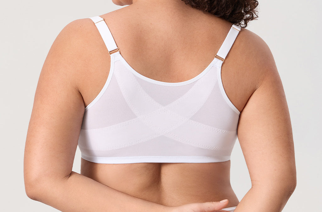 Women's Sheer Mesh Front Closure Posture Bra Snow White