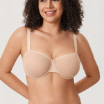 Women's Sheer Mesh Balconette Bra Beige