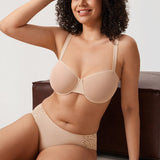 Women's Sheer Mesh Balconette Bra Beige