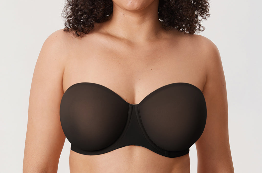 Women's Mesh Unlined Strapless Bra Black