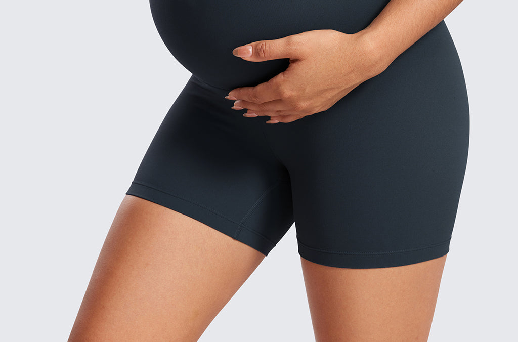 Women's Super High Waist Maternity Shorts 4" Black