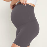 Women's Super High Waist Maternity Shorts 6" Coffee Brown