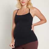 Women's Y Back Maternity Tank - Ruched Sides Black