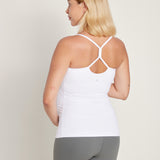 Women's Y Back Maternity Tank - Ruched Sides Black