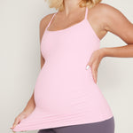 Women's Y Back Maternity Tank - Ruched Sides Pink Peony