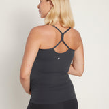 Women's Y Back Maternity Tank - Ruched Sides Blue Ashes