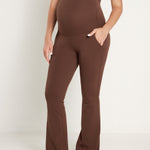 Women's Maternity Flare Leggings with Pockets 31" Coffee Brown