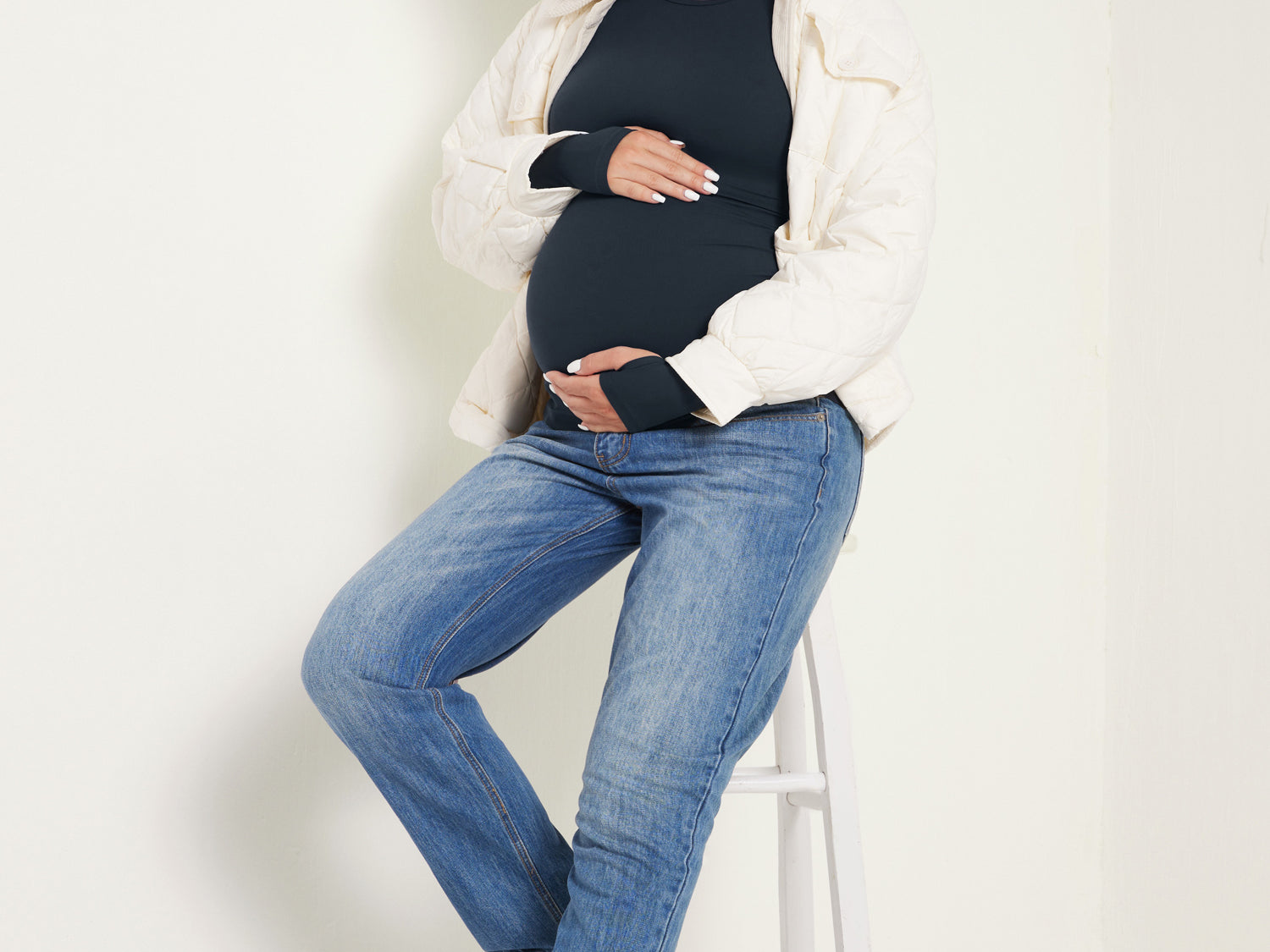 Women's Crewneck Maternity Long Sleeve Shirts Dark Lavender Purple