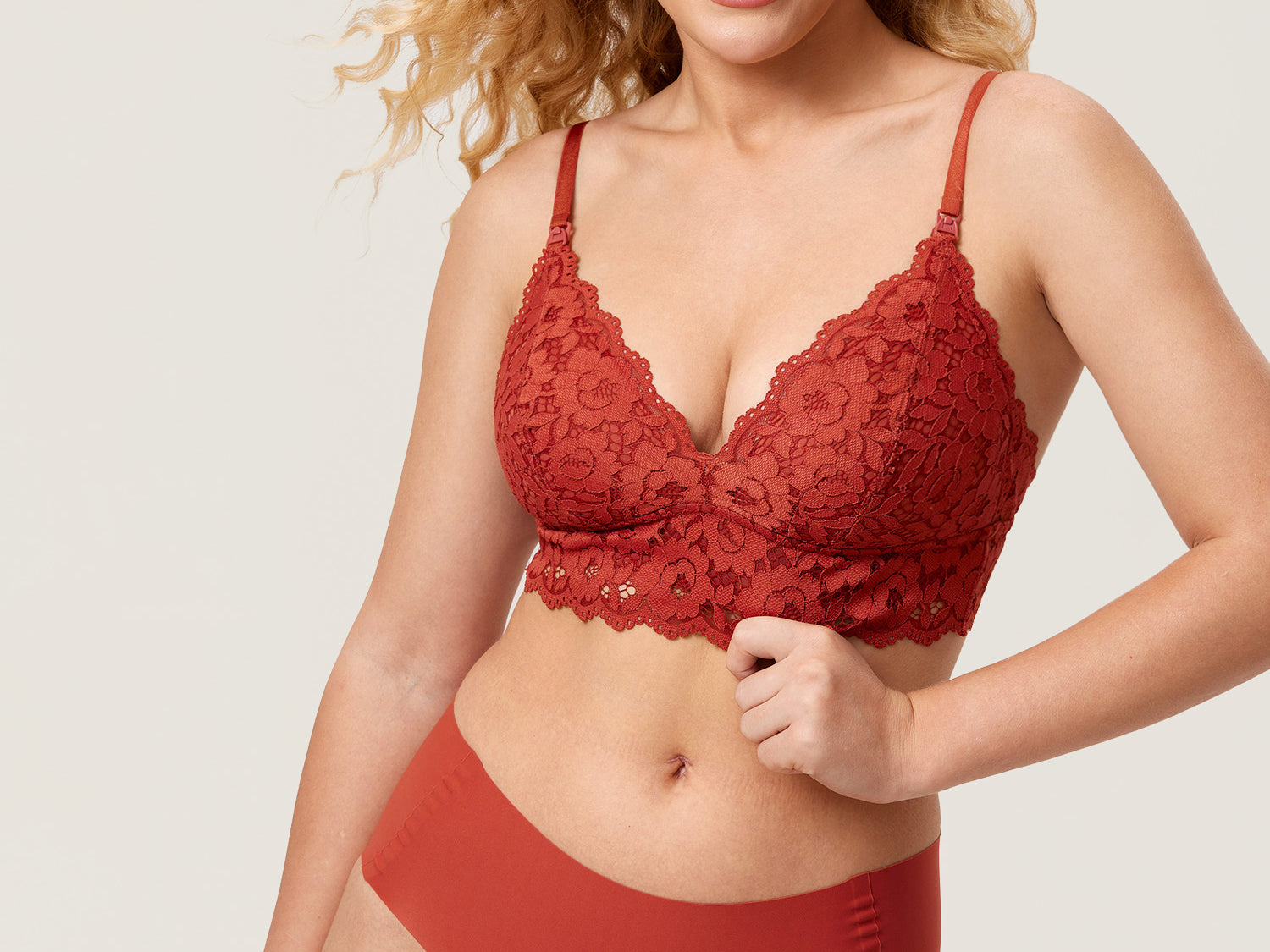 Women's More Coverage Lace Nursing Bralette Pumpkin